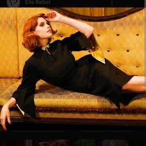 Elle Rebel Black Dress with Gold Accents